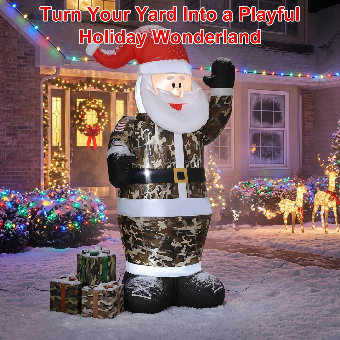 8FT Inflatable Camouflage Santa with LED Lights & Fan