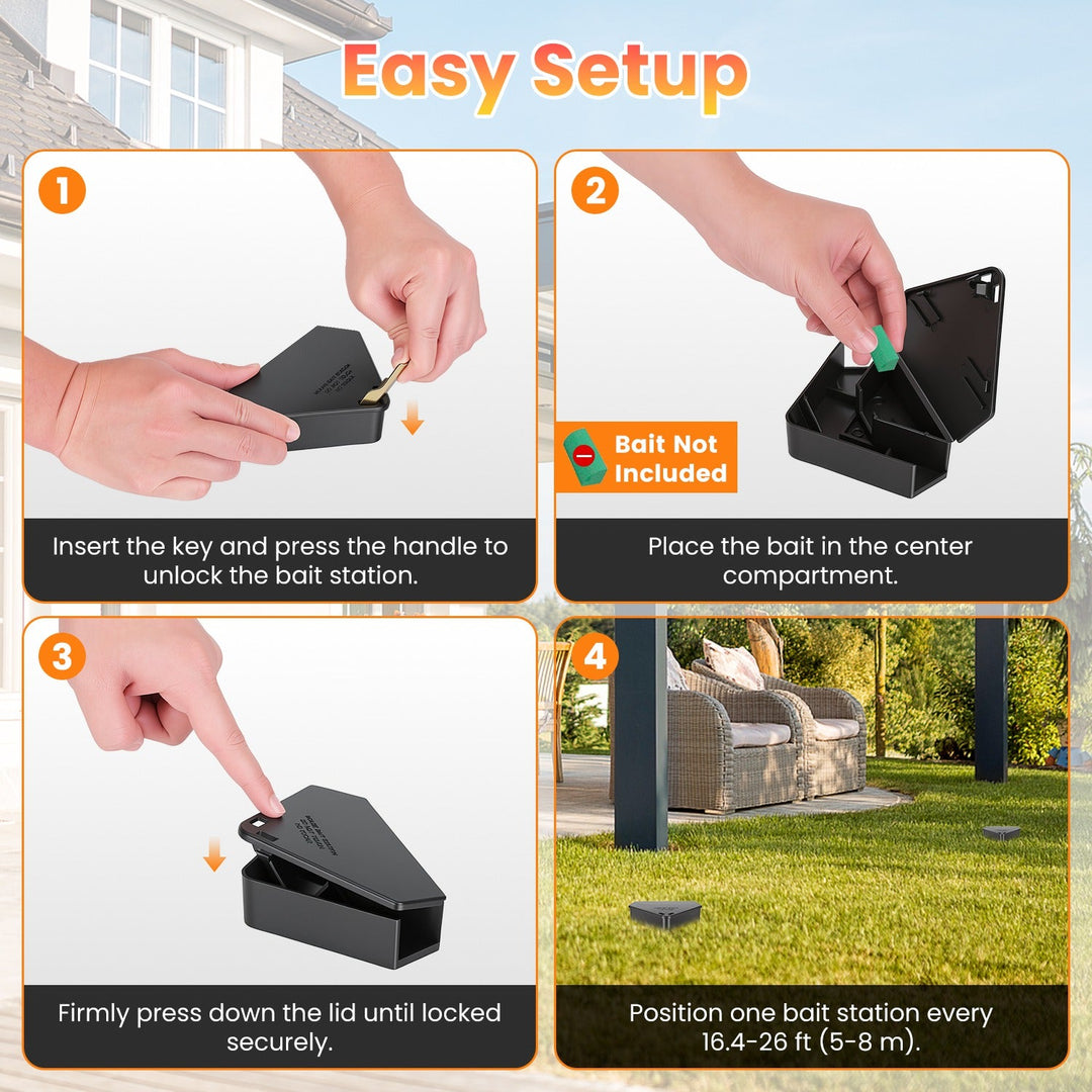 Mouse Bait Station 6-Pack with Keys - Tamper Resistant