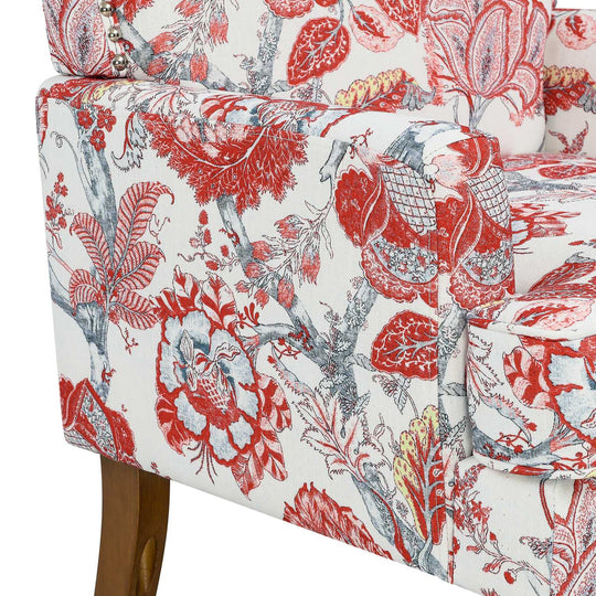 Floral Upholstered Accent Chair with Nailhead Trim