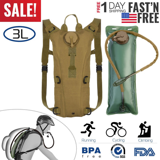 iMounTEK Tactical Hydration Pack 3L Water Bladder Adjustable Water Drink Backpack for Hiking Cycling Climbing Running