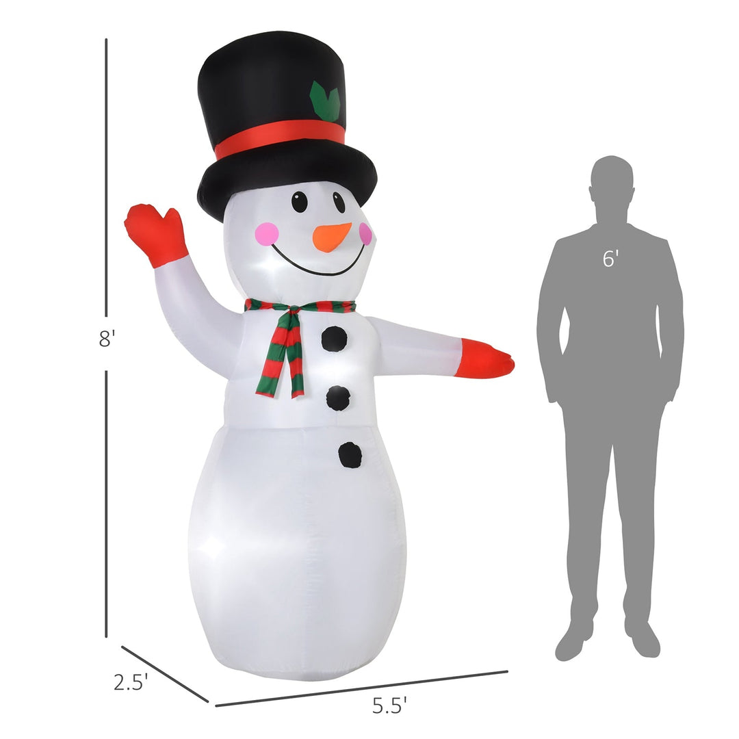 8FT Inflatable Waving Snowman with LED Lights & Built-In Fan