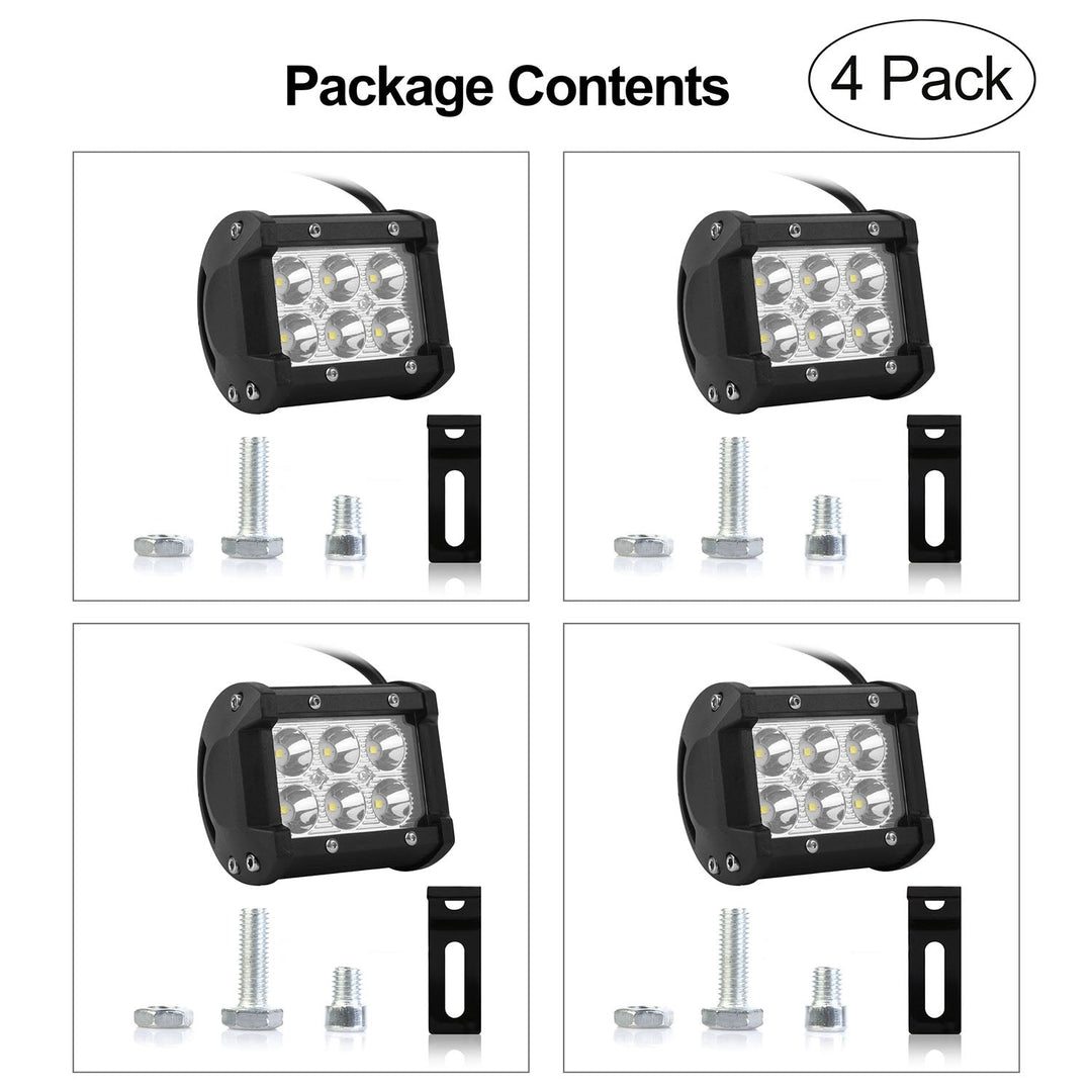 4 PCS 4Ó 18W Dual Row LED Waterproof Spot Light Pod Cube Light