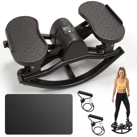 Compact Swing Stepper with Resistance Bands & LCD Monitor