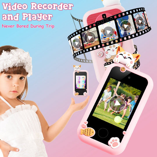 Kids Toy Smartphone Dual Camera Phone Touchscreen Learning Toy with Shockproof Cartoon Case Torch 16 Games ABC Learning for Boys Girls Aged 3+