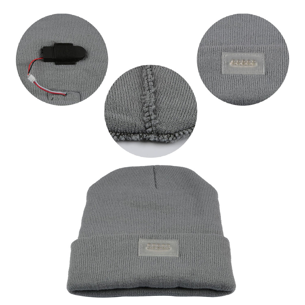 Unisex 5 LED Knitted Beanie Winter Warm Hat Camping Jogging Running Cap Headlamp