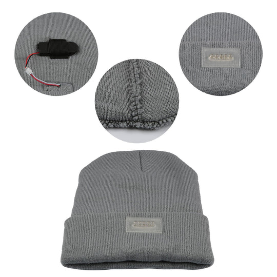 Unisex 5 LED Knitted Beanie Winter Warm Hat Camping Jogging Running Cap Headlamp
