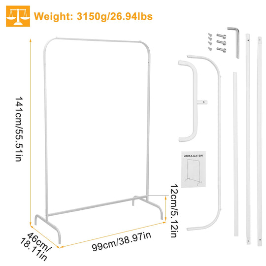 20kg/44lbs Loading Clothing Garment Racks Steel Freestanding Garment Racks Detachable Clothes Rack Stands Cloth Organizer for Store or Hanging Clothes