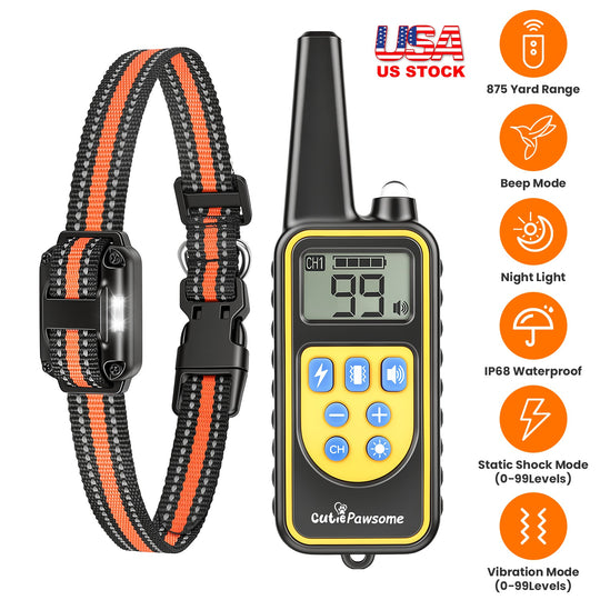 Rechargeable Dog Training Collar with Remote – 875 Yard Range