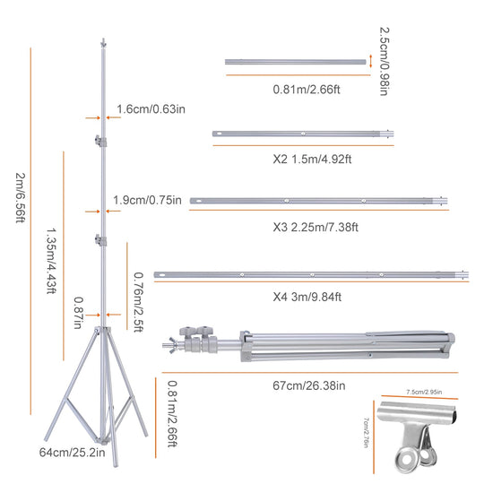 6.5×10ft Photography Backdrop Stand – Adjustable Studio Support Set