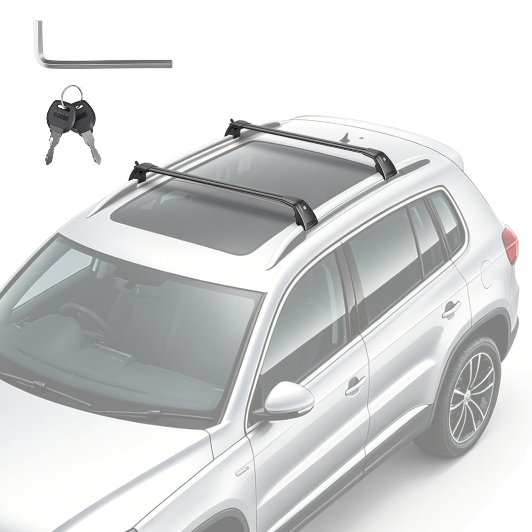 Roof Rack Cross Bars Fit for Volkswagen Tiguan 2018-2026 & Taos 2022-2026 with Factory Raised Side Rails Lockable Alumin
