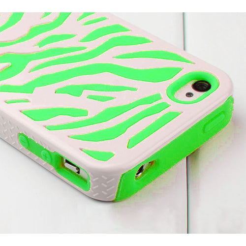 Blue-White Zebra Silicone Armor Case for iPhone 4/4S
