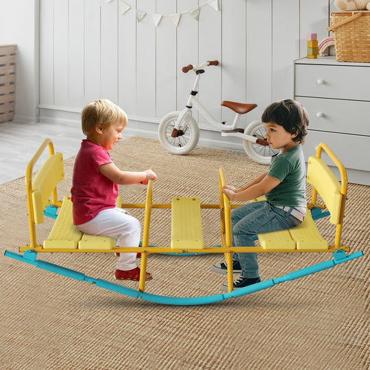 3-Seat Rocking Seesaw for Kids with Safety Handles & Backrests