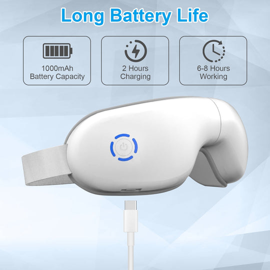 Eye Massager With Heat Music Wireless Eye Mask for Migraines Rechargeable Eye Care Device with Air Pressure Vibration Massage for Men Women Elders