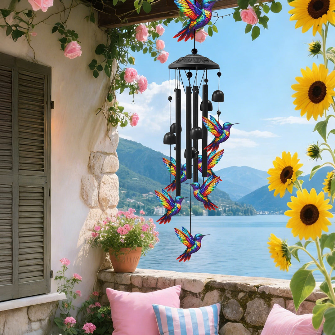 Metal Wind Chimes with Aluminum Tubes - Butterfly & Hummingbird