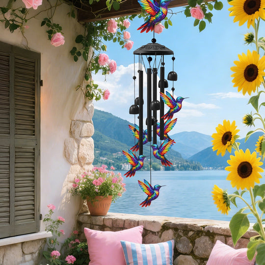 Metal Wind Chimes with Aluminum Tubes - Butterfly & Hummingbird