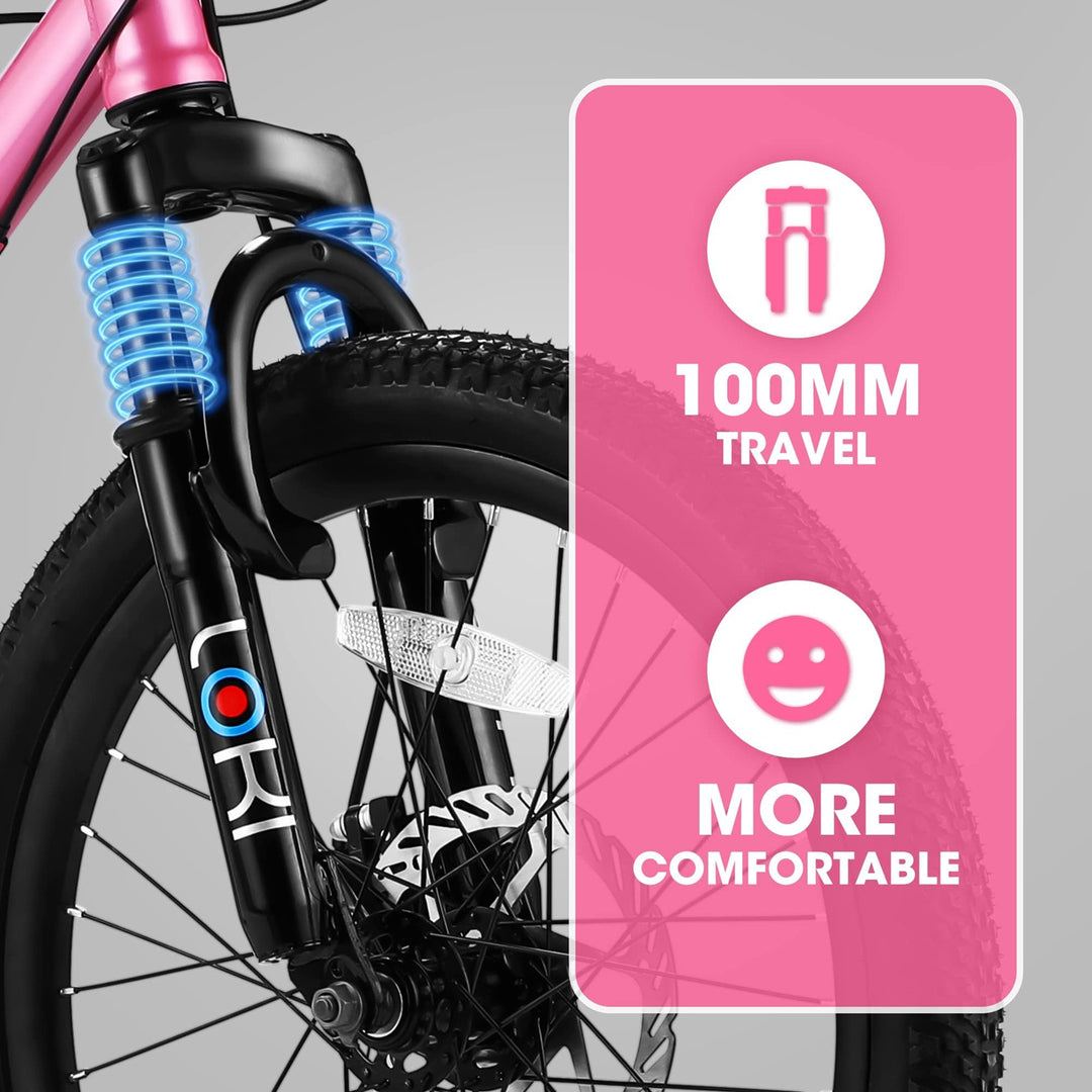Forbidden to Sell on Temu 20 Inch Kids Mountain Bike, 7-Speed Boys Girls Bicycle with Front Suspension, Disc & V-Brake, 