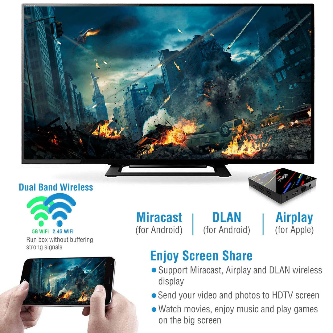 H96 Max+ Android 8.1 TV Box RK3328 Quad Core 4GB / 64GB UHD 4K VP9 H.265 WiFi_x000B__x000B_USB3.0 Smart Streaming Media Player US Plug