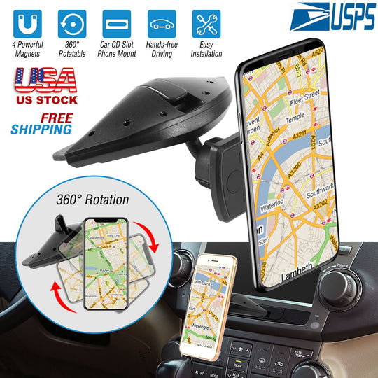 Car Phone Holder CD Slot Phone Mount Stand 360¡ Rotatable Magnetic Smartphone GPS Hands-free Driving Holder For iPhone XS/XS Max/Samsung Galaxy S11/S1