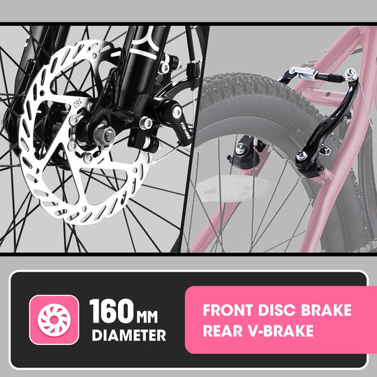 Forbidden to Sell on Temu 20 Inch Kids Mountain Bike, 7-Speed Boys Girls Bicycle with Front Suspension, Disc & V-Brake, 
