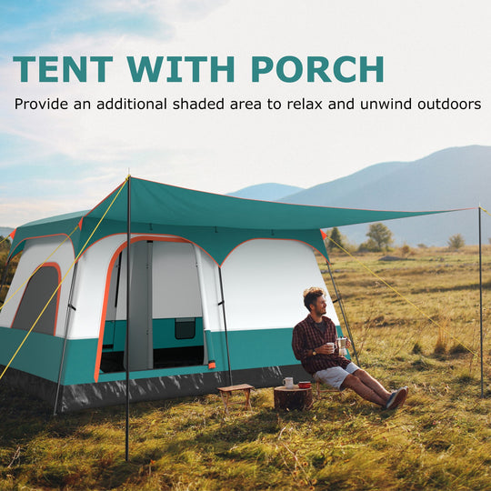 6-8 Person Camping Tent with Double Rooms and 2 Doors