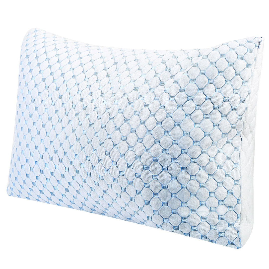 Cooling Memory Foam Pillow Ventilated Soft Bed Pillow w/ Cooling Gel Infused Memory Foam Heat Moisture Reducing Cooling Fiber Breathable Machine Washa