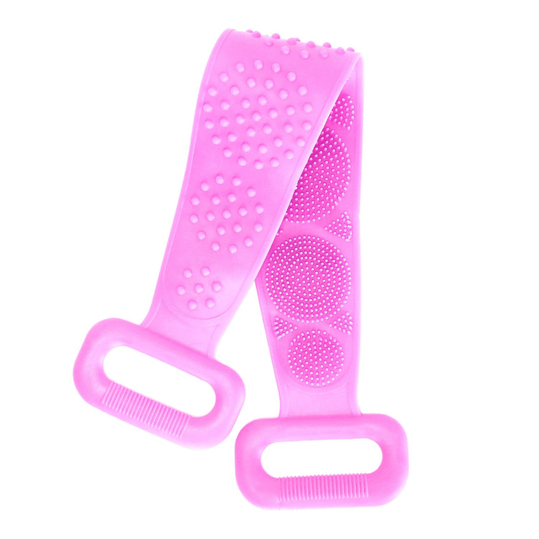 Silicone Back Scrubber Belt For Shower Exfoliating Foaming Body Wash Strap Brush Bristles Massage Dots W/ Adhesive Hook
