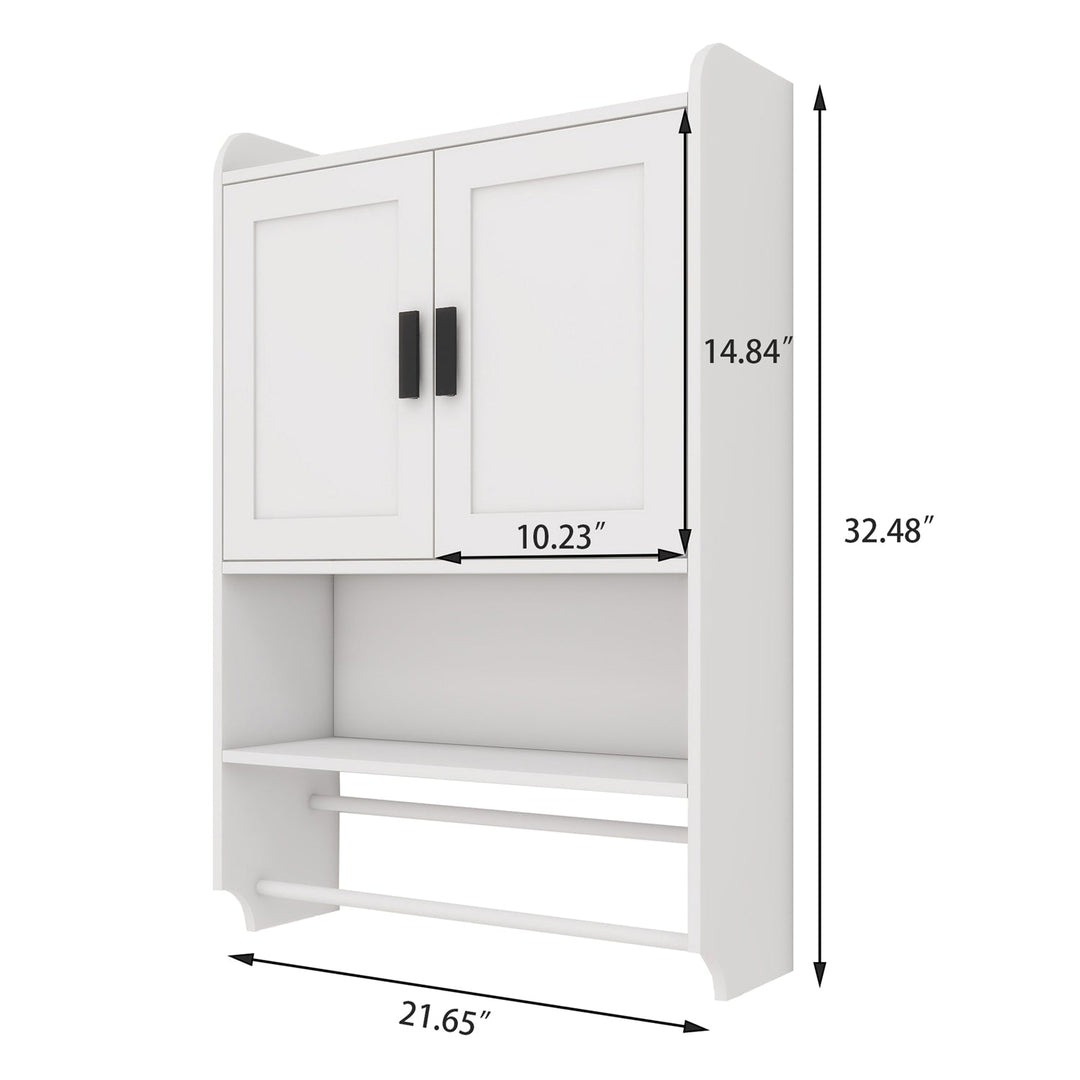 Wall Mounted Bathroom Cabinet with Towel Bar & Toilet Paper Holder