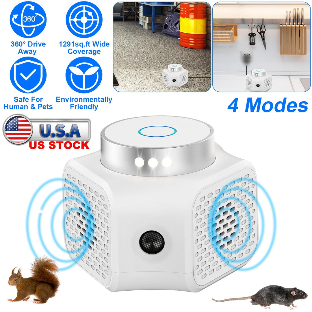 360¡ Ultrasonic Rodent Chaser Electronic Plug-in Mouse Control for Indoor Use Rodent Deterrent with Ultrasonic Sound