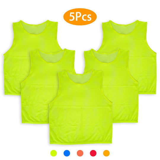 5Pcs Mesh Scrimmage Vests Soccer Basketball Team Training Pinnies Jerseys Shirt Adult Size