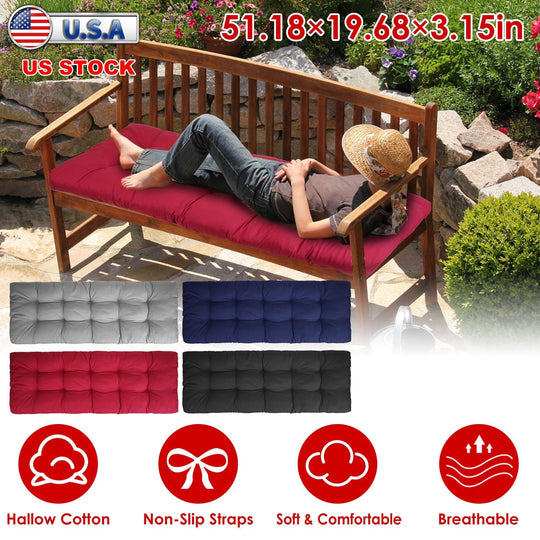 Bench Seat Cushion For Indoor Outdoor Furniture Non Slip Long Chair Cushion with Ties Strap  Swing Cushion 51.18x19.68IN For Garden Patio Balcony Entr