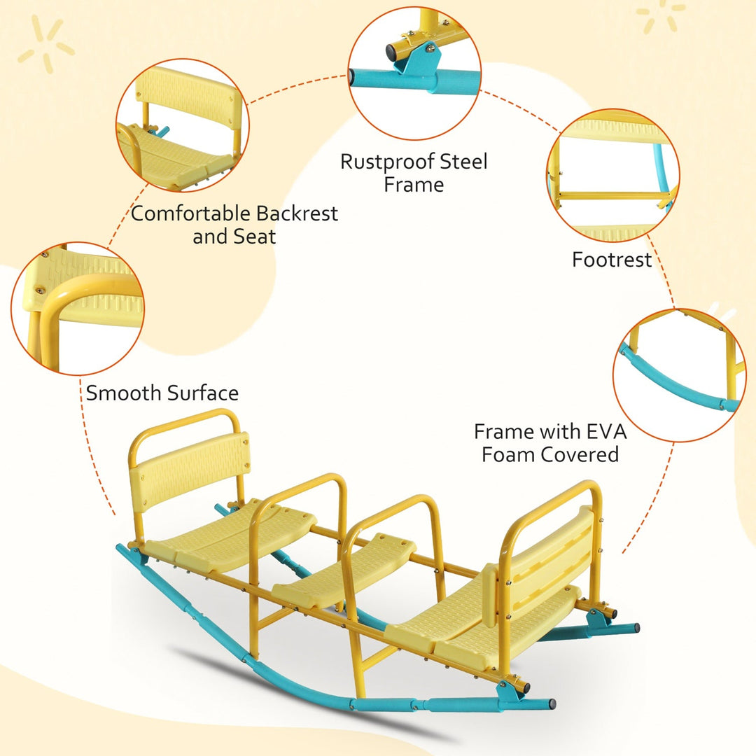 3-Seat Rocking Seesaw for Kids with Safety Handles & Backrests