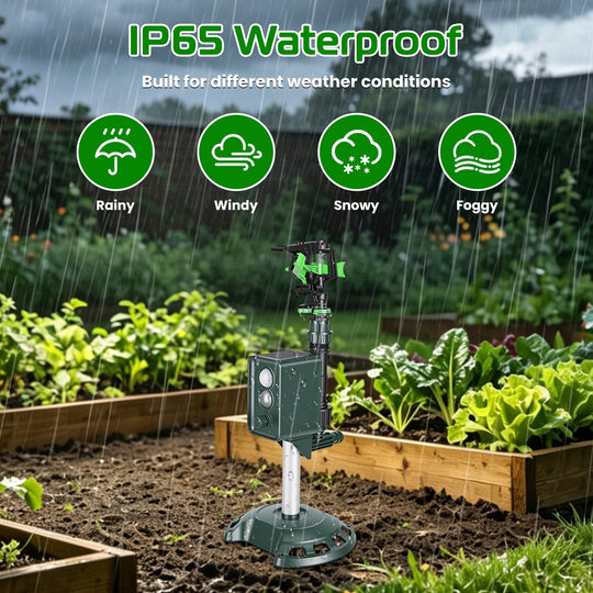 Solar Motion Sensor Animal Repellent Sprinkler with LED Light