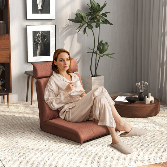 Folding Floor Chair with 14-Position Adjustable Backrest