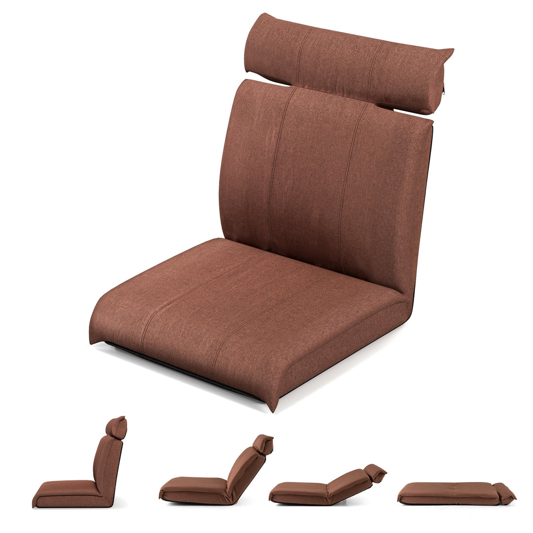 Folding Floor Chair with 14-Position Adjustable Backrest