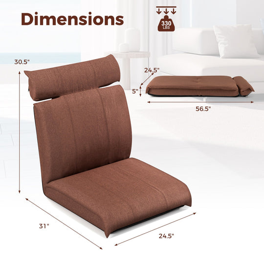Folding Floor Chair with 14-Position Adjustable Backrest