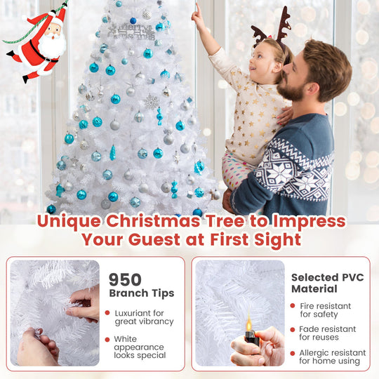 8 ft White Artificial PVC Christmas Tree with Stand