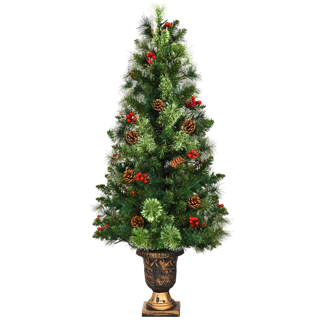 LED Christmas Tree with Red Berries Pine Cones