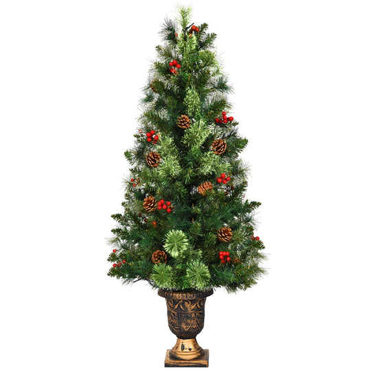 LED Christmas Tree with Red Berries Pine Cones