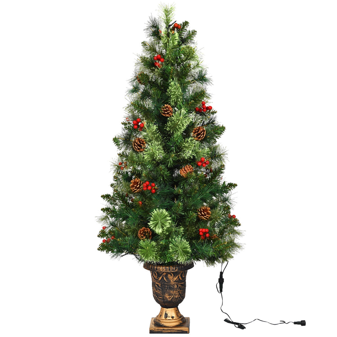 LED Christmas Tree with Red Berries Pine Cones