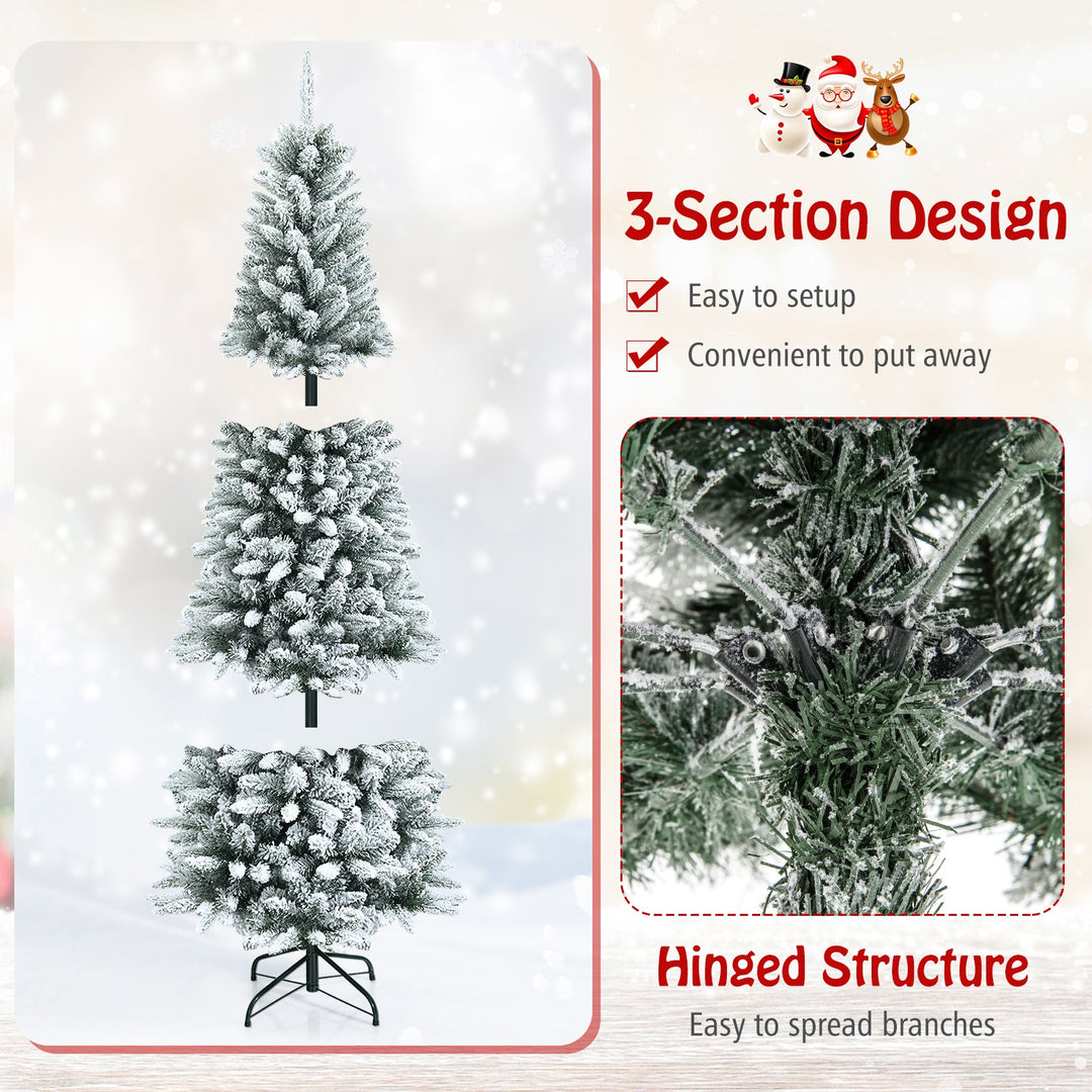 Snow-Flocked Hinged Artificial Christmas Pencil Tree with Mixed Tips