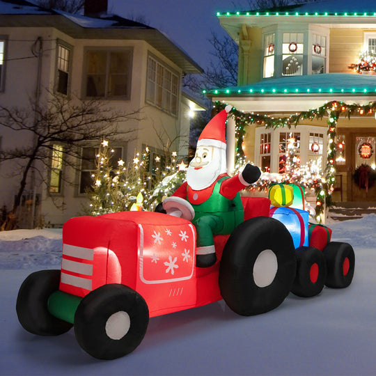 9 Feet Long Christmas Inflatables Santa Claus Decoration with Gifts
