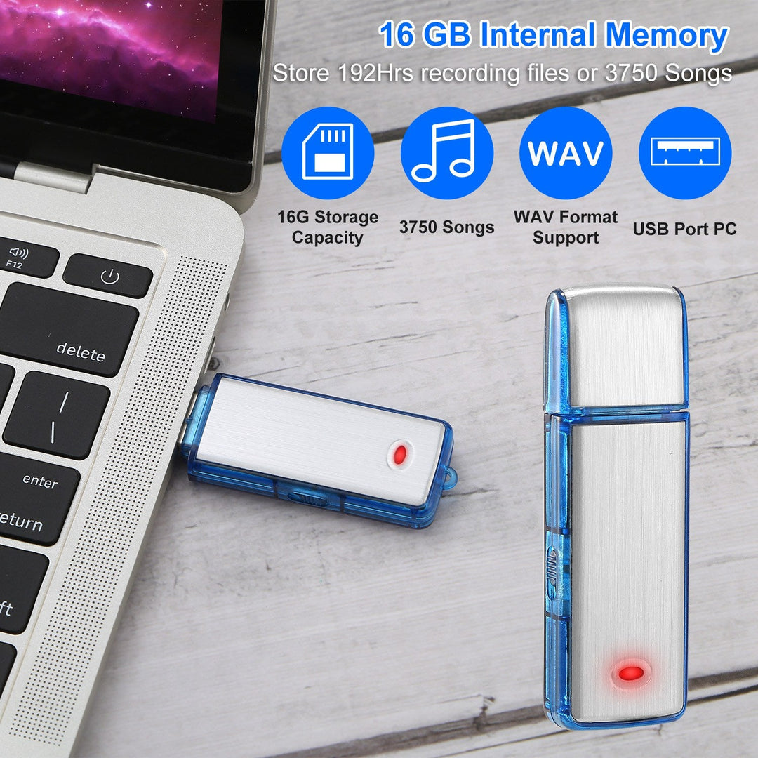Mini Voice Recorder 16GB Digital Sound Audio Activated Recorder USB Flash Drive Disk w/ 192Hrs Recording U Disk Recorder For Meeting Lectures