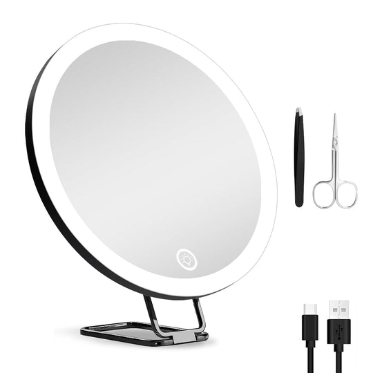 30X Magnifying Mirror With Light 3 Colors Dimmable Brightness Included Tweezer Scissor _x000B__x000B_Travel Magnifying Makeup Mirror with Suction Cup 360¡ Adjusta