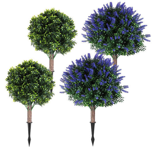 2-Pack UV-Resistant Faux Boxwood Topiary Trees