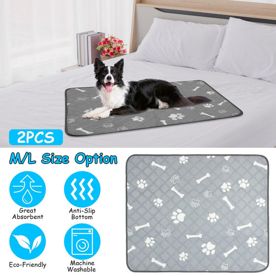 2Pcs Washable Pet Pee Pads For Puppy Kittens Dogs Cats Reusable Potty Mats Machine Washable Pet Training Pads Non-Slip Waterproof Absorbent Dog Crate