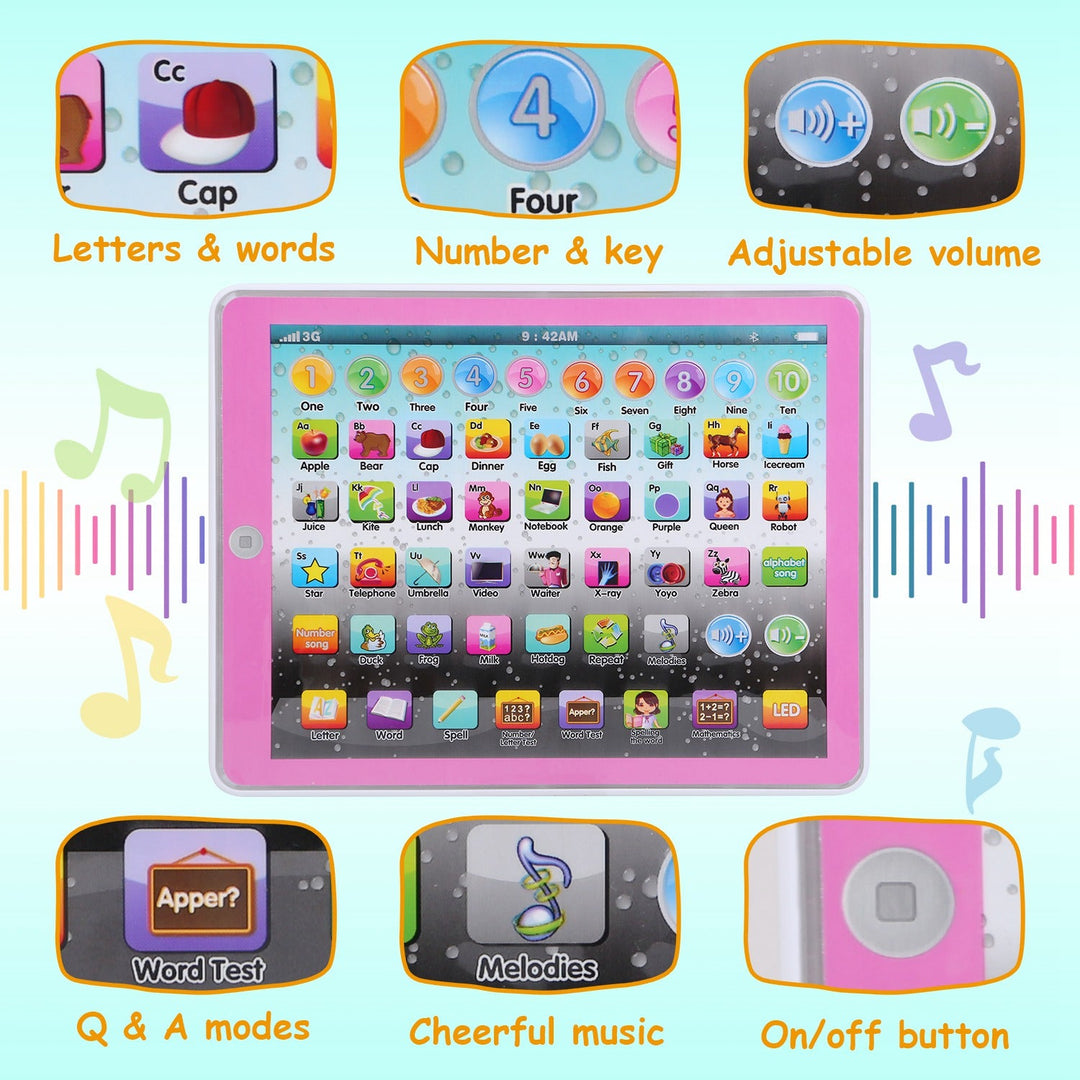 Kid Baby Toddler Tablet Toy Educational Learning Study Tablet Pad Gift for Aged 2 3 4 5 6 7 Girls Boys