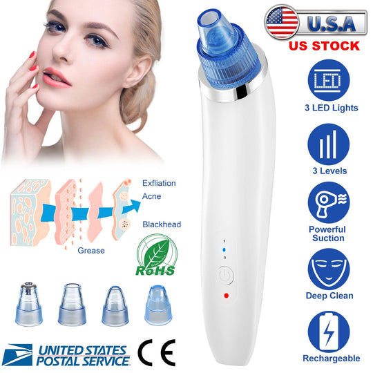 Electronic Blackhead Remover Vacuum Suction Facial Acne Pore Cleaner Blackhead Extractor Tool Device with 4 Heads