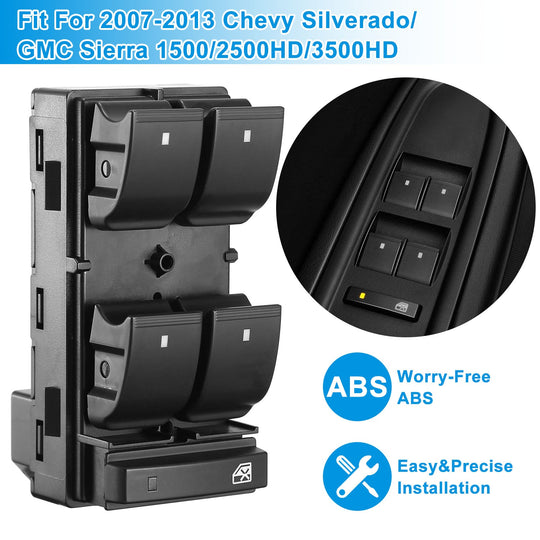 Electric Master Power Window Switch Driver Side Fit for 2007-2013 Chevy Silverado GMC Sierra 1500 2500HD 3500HD 20945129 25789692