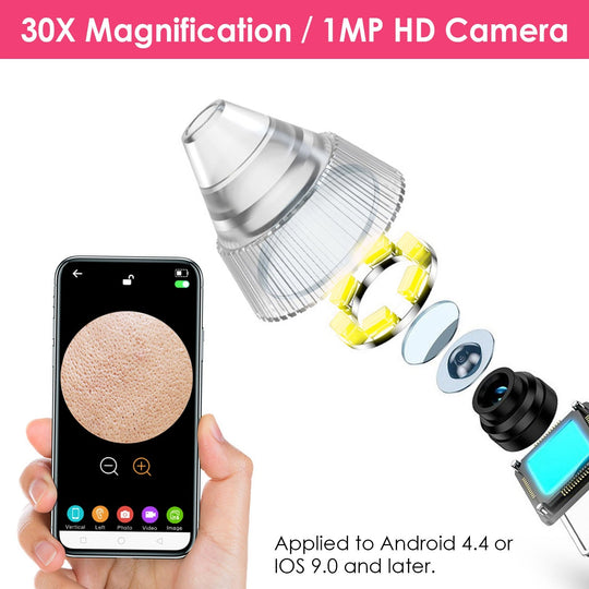 Blackhead Vacuum Remover Acne Remover Electric Blackhead Comedone Extractor Tool with Built-in 30X HD Camera Heating Visual Pore Cleaner Pimple Popper