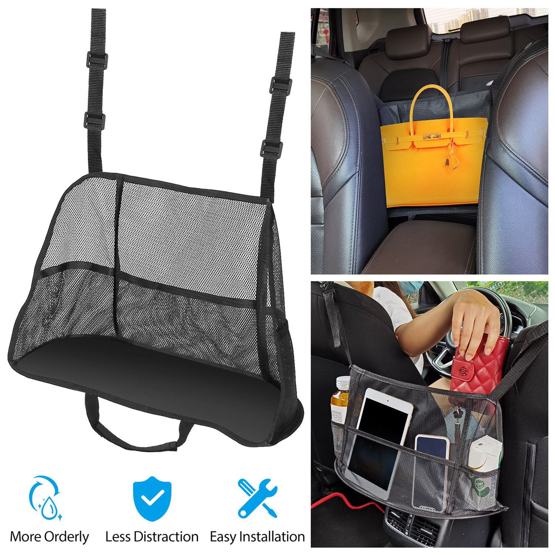 Car Net Pocket Handbag Holder Car Storage Netting Pouch Seat Side Storage Mesh Organizers Bag For Purse Phone Documents Barrier Pets Kids At Backseat